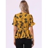 image:imageAllegra K Womens Wrap Peplum Top Blouse 2026 Summer Floral Short Sleeve Ruffle V Neck Belted ShirtsTurmeric