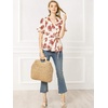 image:imageAllegra K Womens Wrap Peplum Top Blouse 2026 Summer Floral Short Sleeve Ruffle V Neck Belted ShirtsWhite