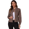 image:imageAllegra K Casual Denim Jacket for Womens Classic Stand Collar Long Sleeve Jean JacketCoffee