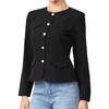 image:imageAllegra K Collarless Jackets for Women Business Casual Blazer Button Down Fitted Long Sleeve Office Work Suit JacketBlack