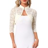 image:imageAllegra K Elegant Lace Bolero Shrug for Women 34 Sleeve Stand Collar Sheer Floral Lace Cardigan TopApricot