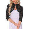 image:imageAllegra K Elegant Lace Bolero Shrug for Women 34 Sleeve Stand Collar Sheer Floral Lace Cardigan TopBlack