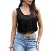 image:imageAllegra K Fringe Vest for Womens 70s Faux Suede Sleeveless Tassel Waistcoat Jacket Western Cowgirl OutfitBlack