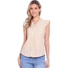 image:imageAllegra K Gingham Top for Womens Ruffle Shirt Vintage Cap Sleeve Checkered BlouseLight Khaki