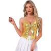 image:imageAllegra K Metallic Backless Cami for Womens Asymmetrical Spaghetti Straps Halter Sparkle Tank TopGold