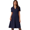 image:imageAllegra K Vintage Work Dresses for Womens 1950s Flat Collar Short Sleeve Fit and Flare DressNavy Blue