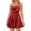 image:imageAllegra K Women Sequin Mini Dresses Party Club Adjustable Spaghetti Strap Festival Outfits Sparkly Disco DressRed