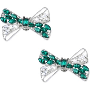 image:imageAllegra K 2 PCS Womens Bow Shoe Clips Rhinestone Satin Shoe Buckle Removable Decorative Clips for Heels FlatsGreenRhinestone