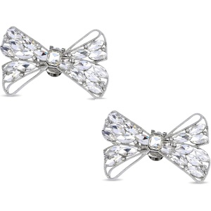 image:imageAllegra K 2 PCS Womens Bow Shoe Clips Rhinestone Satin Shoe Buckle Removable Decorative Clips for Heels FlatsSilverRhinestone