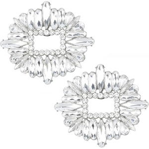 image:imageAllegra K 2 PCS Womens Rhinestone Shoe Clips Detachable Crystal Shoe Buckle Clips for Wedding PartySilverSquare