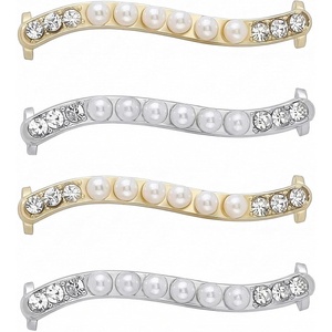 image:imageAllegra K 4 PCS Womens Shoelace Charm DIY Decorative Rhinestones Shoe Clips Faux Pearl for PartyGold Silver11
