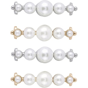 image:imageAllegra K 4 PCS Womens Shoelace Charm DIY Decorative Rhinestones Shoe Clips Faux Pearl for PartyGold Silver14