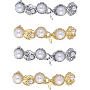 image:imageAllegra K 4 PCS Womens Shoelace Charm DIY Decorative Rhinestones Shoe Clips Faux Pearl for PartyGold Silver16