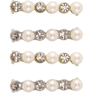 image:imageAllegra K 4 PCS Womens Shoelace Charm DIY Decorative Rhinestones Shoe Clips Faux Pearl for PartyGold Silver6