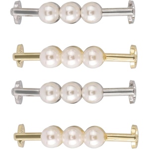 image:imageAllegra K 4 PCS Womens Shoelace Charm DIY Decorative Rhinestones Shoe Clips Faux Pearl for PartyGold Silver8