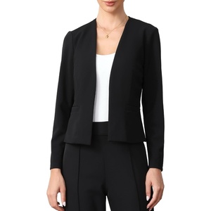 image:imageAllegra K Collarless Blazer for Womens Business Casual Outfits Open Front Long Sleeve Suit JacketsBlack