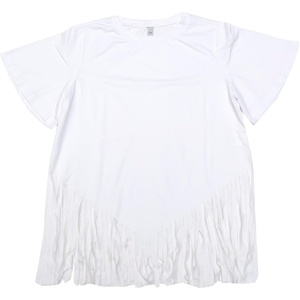 image:imageAllegra K Fringe Tops for Womens Short Sleeve Crew Neck Solid Casual Tassel t ShirtsWhite