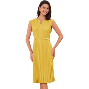 image:imageAllegra K Summer Dress for Women 2026 Elegant Sleeveless V Neck ALine Pleated Flowy Midi DressGinger