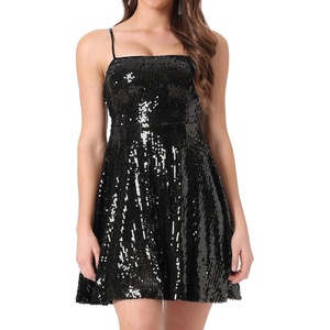 image:imageAllegra K Women Sequin Mini Dresses Party Club Adjustable Spaghetti Strap Festival Outfits Sparkly Disco DressBlacks