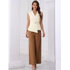 image:imageAllegra K Business Casual Blazer Vest for Womens Belted Dressy Sleeveless BlazerBeige