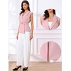 image:imageAllegra K Business Casual Blazer Vest for Womens Belted Dressy Sleeveless BlazerPink