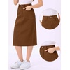 image:imageAllegra K Casual Denim Skirt for Womens High Waist Split Back Pockets Midi Jean SkirtsBrown
