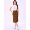 image:imageAllegra K Casual Denim Skirt for Womens High Waist Split Back Pockets Midi Jean SkirtsBrown