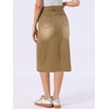 image:imageAllegra K Casual Denim Skirt for Womens High Waist Split Back Pockets Midi Jean SkirtsCamel