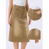 image:imageAllegra K Casual Denim Skirt for Womens High Waist Split Back Pockets Midi Jean SkirtsCamel