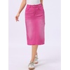 image:imageAllegra K Casual Denim Skirt for Womens High Waist Split Back Pockets Midi Jean SkirtsWashed Pink