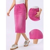 image:imageAllegra K Casual Denim Skirt for Womens High Waist Split Back Pockets Midi Jean SkirtsWashed Pink
