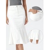 image:imageAllegra K Denim Jean Skirt for Women Casual Washed High Waisted Fishtail Midi Jean SkirtsCream White