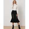 image:imageAllegra K Denim Skirt for Womens Washed High Waisted Fishtail Midi Jean SkirtsBlack
