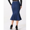 image:imageAllegra K Denim Skirt for Womens Washed High Waisted Fishtail Midi Jean SkirtsBlack Blue