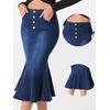 image:imageAllegra K Denim Skirt for Womens Washed High Waisted Fishtail Midi Jean SkirtsBlack Blue
