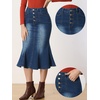 image:imageAllegra K Denim Skirt for Womens Washed High Waisted Fishtail Midi Jean SkirtsBlue