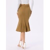 image:imageAllegra K Denim Skirt for Womens Washed High Waisted Fishtail Midi Jean SkirtsBrown