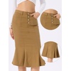 image:imageAllegra K Denim Skirt for Womens Washed High Waisted Fishtail Midi Jean SkirtsBrown