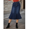 image:imageAllegra K Denim Skirt for Womens Washed High Waisted Fishtail Midi Jean SkirtsDark Blue