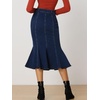 image:imageAllegra K Denim Skirt for Womens Washed High Waisted Fishtail Midi Jean SkirtsDark Blue