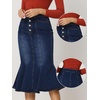 image:imageAllegra K Denim Skirt for Womens Washed High Waisted Fishtail Midi Jean SkirtsDark Blue