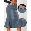 image:imageAllegra K Denim Skirt for Womens Washed High Waisted Fishtail Midi Jean SkirtsGray Blue