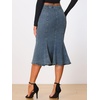 image:imageAllegra K Denim Skirt for Womens Washed High Waisted Fishtail Midi Jean SkirtsGray Blue