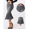 image:imageAllegra K Denim Skirt for Womens Washed High Waisted Fishtail Midi Jean SkirtsGrey