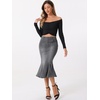 image:imageAllegra K Denim Skirt for Womens Washed High Waisted Fishtail Midi Jean SkirtsGrey