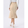 image:imageAllegra K Denim Skirt for Womens Washed High Waisted Fishtail Midi Jean SkirtsKhaki