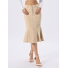 image:imageAllegra K Denim Skirt for Womens Washed High Waisted Fishtail Midi Jean SkirtsKhaki