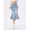 image:imageAllegra K Denim Skirt for Womens Washed High Waisted Fishtail Midi Jean SkirtsLight Blue