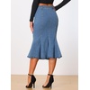 image:imageAllegra K Denim Skirt for Womens Washed High Waisted Fishtail Midi Jean SkirtsSky Blue