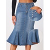 image:imageAllegra K Denim Skirt for Womens Washed High Waisted Fishtail Midi Jean SkirtsSky Blue